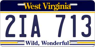 WV license plate 2IA713