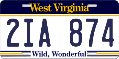 WV license plate 2IA874