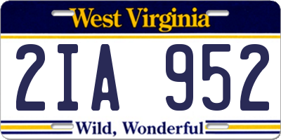 WV license plate 2IA952