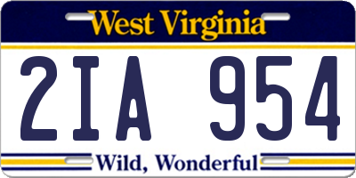 WV license plate 2IA954