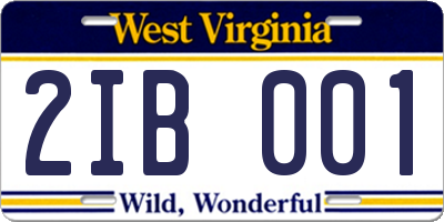 WV license plate 2IB001