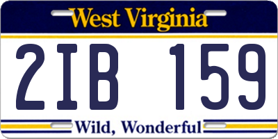 WV license plate 2IB159