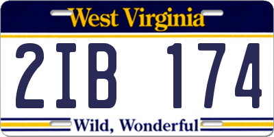 WV license plate 2IB174