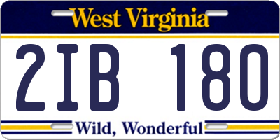WV license plate 2IB180