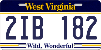 WV license plate 2IB182