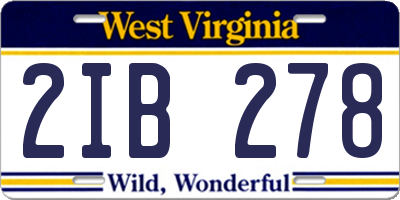WV license plate 2IB278