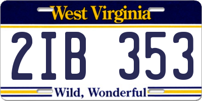 WV license plate 2IB353
