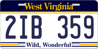 WV license plate 2IB359