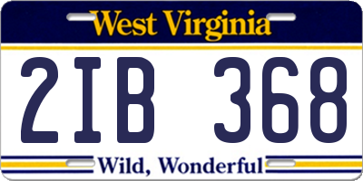 WV license plate 2IB368