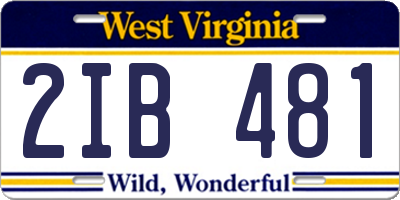 WV license plate 2IB481