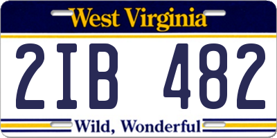 WV license plate 2IB482