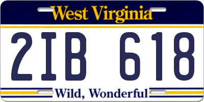 WV license plate 2IB618