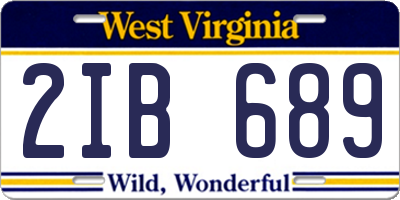 WV license plate 2IB689