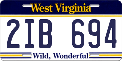 WV license plate 2IB694