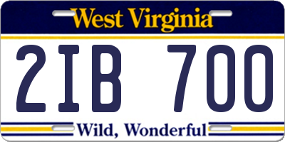 WV license plate 2IB700