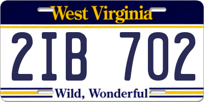 WV license plate 2IB702