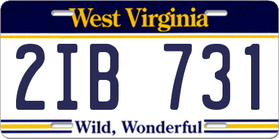 WV license plate 2IB731