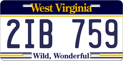 WV license plate 2IB759