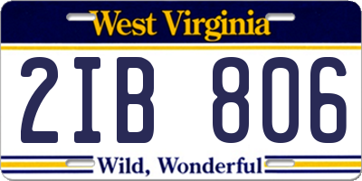 WV license plate 2IB806