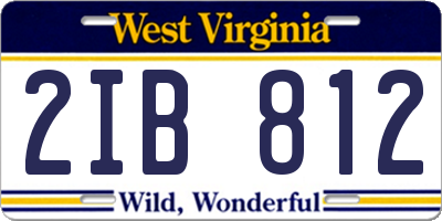 WV license plate 2IB812