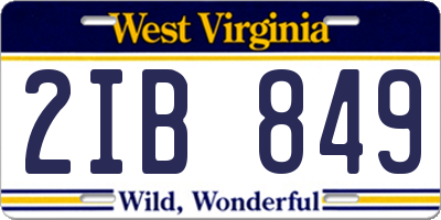 WV license plate 2IB849