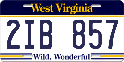 WV license plate 2IB857