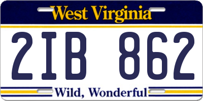 WV license plate 2IB862