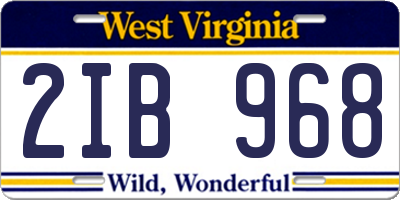 WV license plate 2IB968