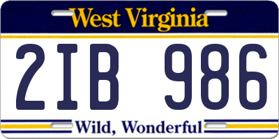 WV license plate 2IB986