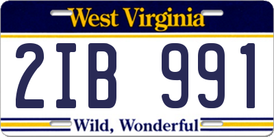 WV license plate 2IB991