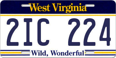 WV license plate 2IC224