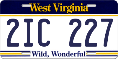 WV license plate 2IC227