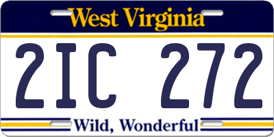 WV license plate 2IC272