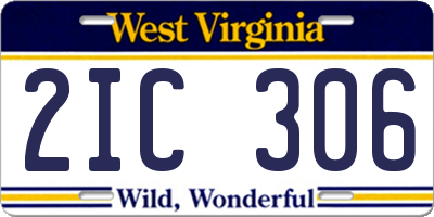 WV license plate 2IC306