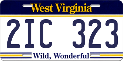 WV license plate 2IC323