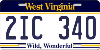 WV license plate 2IC340