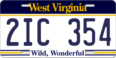 WV license plate 2IC354