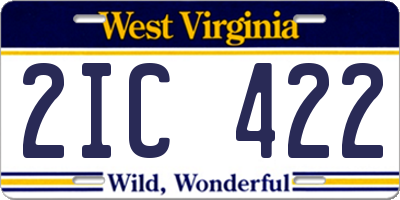 WV license plate 2IC422