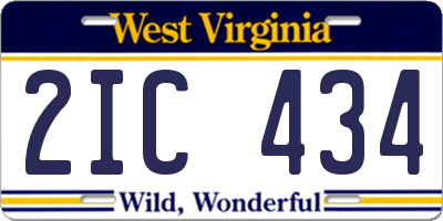 WV license plate 2IC434