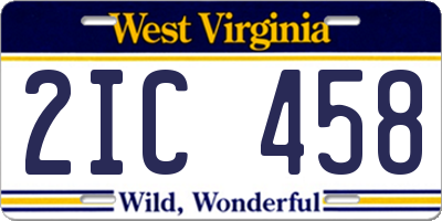 WV license plate 2IC458