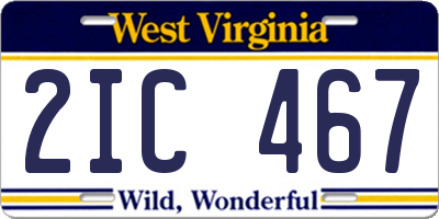 WV license plate 2IC467