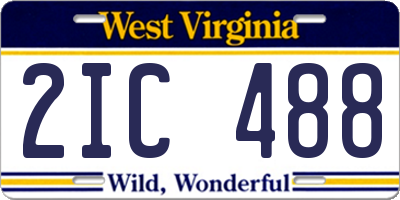 WV license plate 2IC488