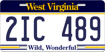 WV license plate 2IC489