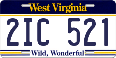 WV license plate 2IC521