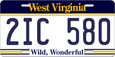 WV license plate 2IC580