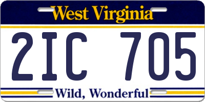 WV license plate 2IC705