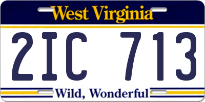 WV license plate 2IC713