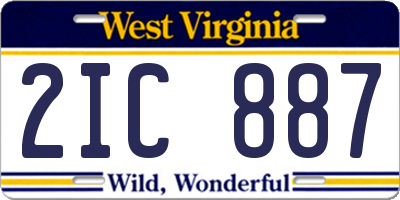 WV license plate 2IC887