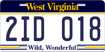 WV license plate 2ID018