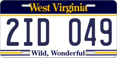 WV license plate 2ID049